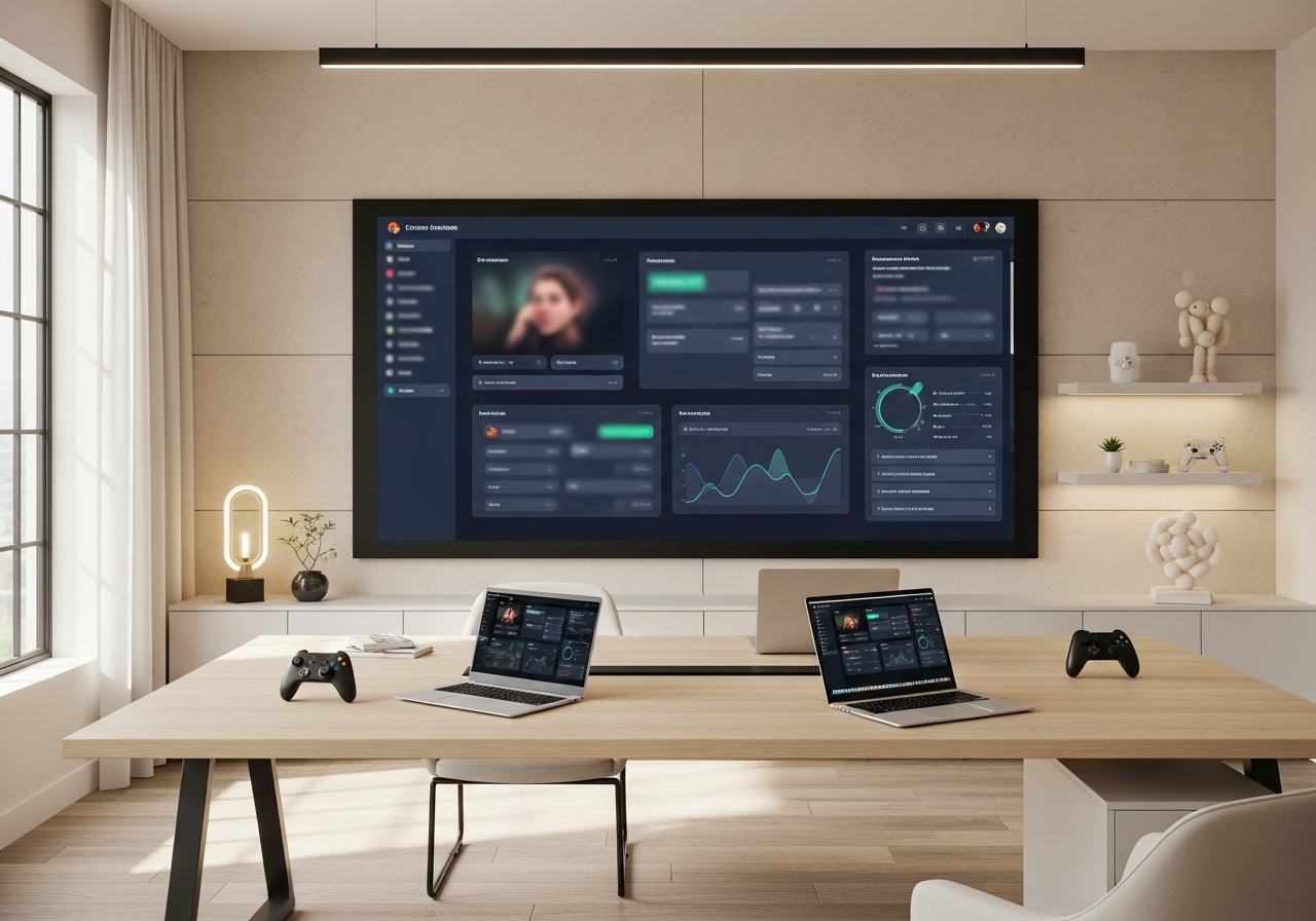 Espace moderne présentant un hub d’agrégation de plateformes de jeux en France